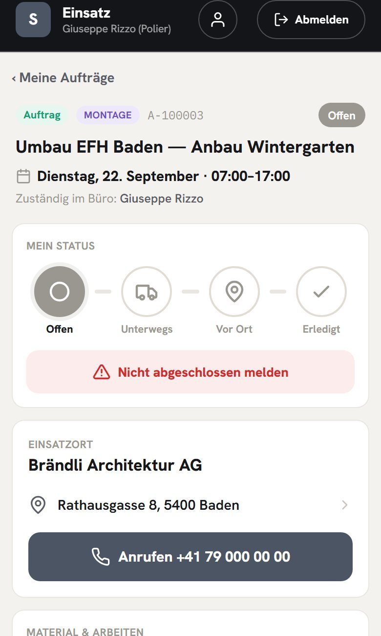 Ein Einsatz auf dem Handy