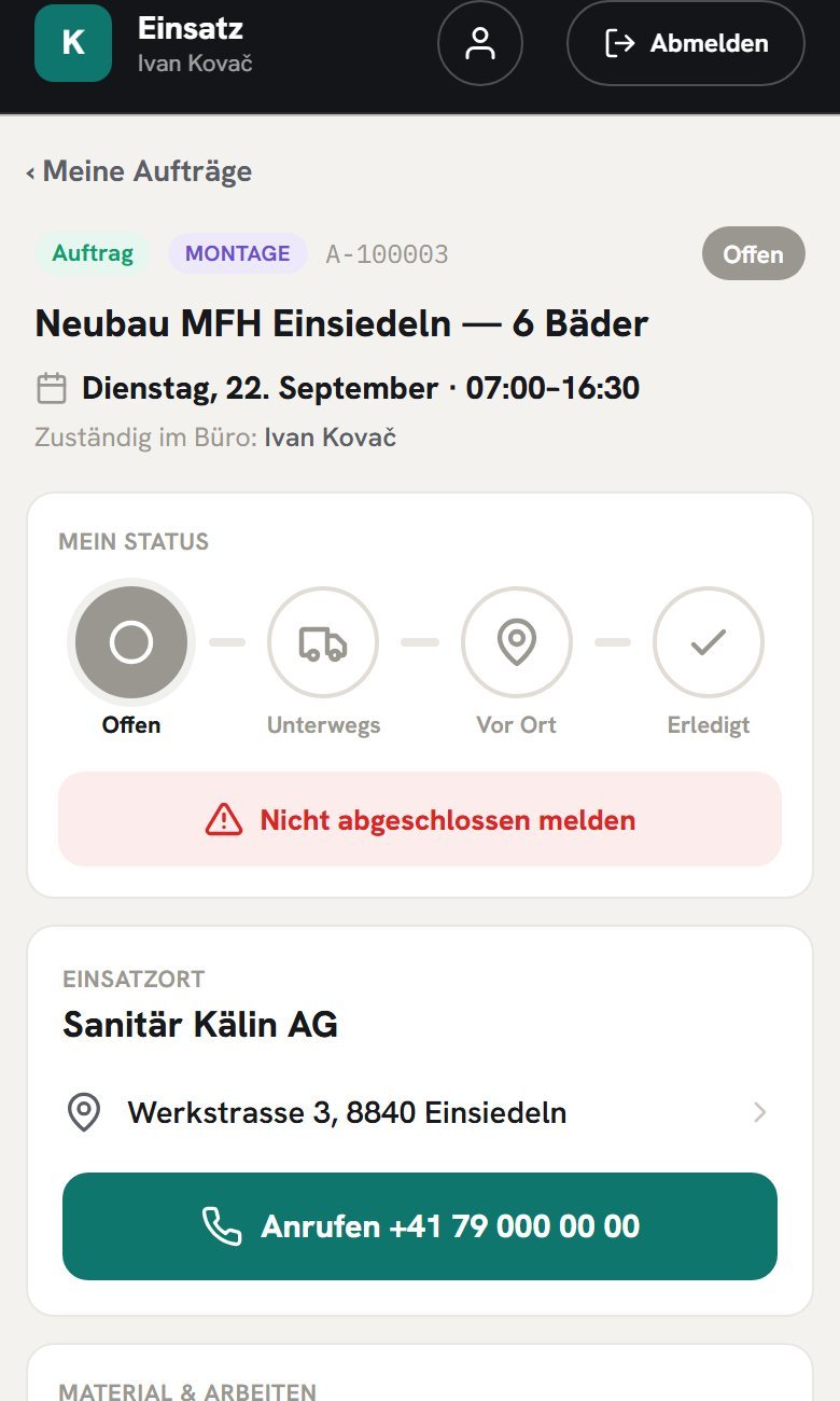 Ein Einsatz auf dem Handy