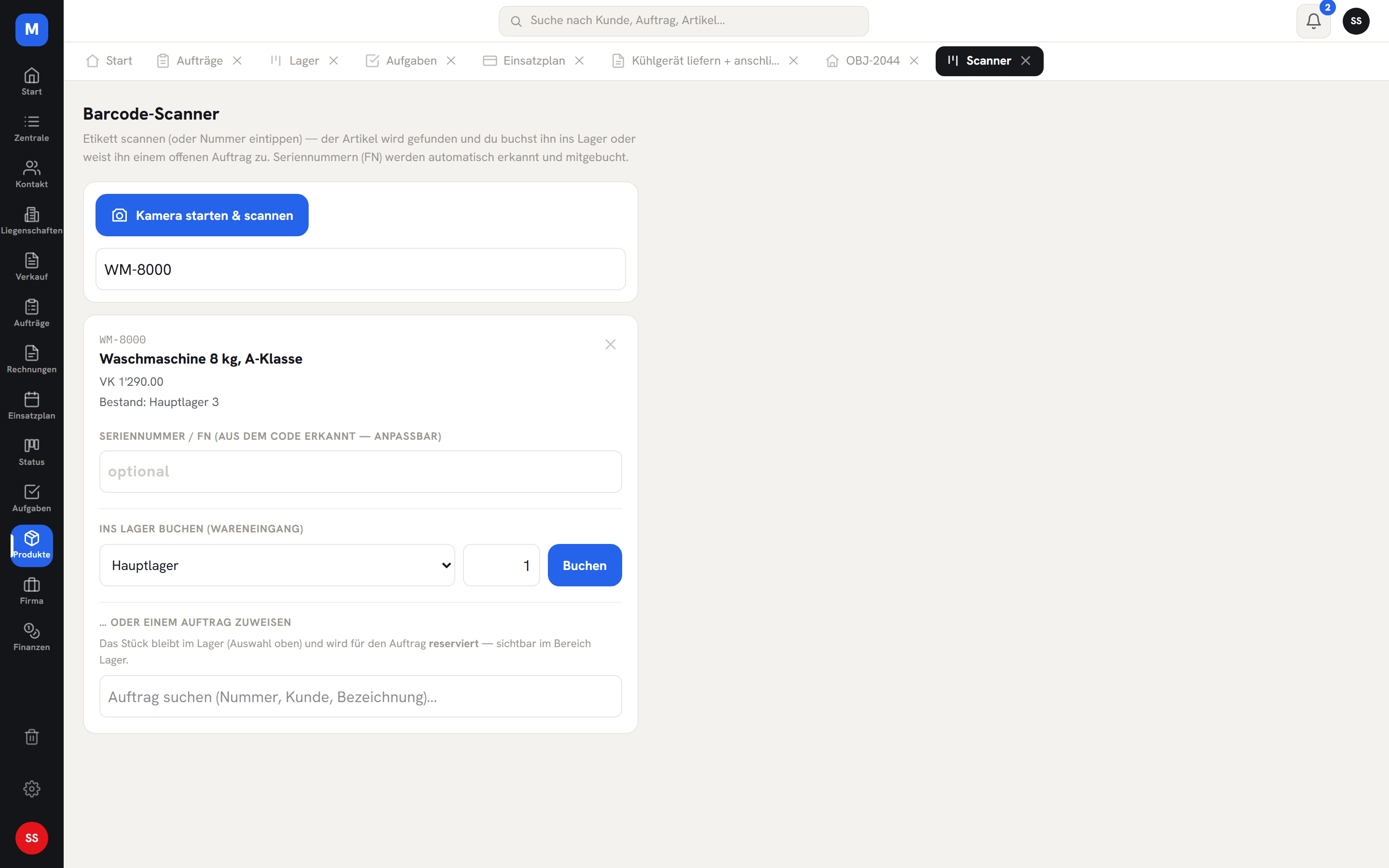 Ein Strichcode wird mit der Handykamera eingelesen und der Artikel erscheint sofort